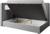 Boxspringbett mit LED, Einzelbett mit Bettkasten und Topper - JUNIOR GOLD 3 - 90x200 cm - Rosa und Weiß - Linke Seite Bild 3