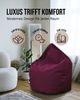 PATCH HOME Sitzsack Tropfenform – XXL – Weinrot, bequemer Sitzsack aus Luxus-Polyester-Gewebe, bereits befüllt Bild 5