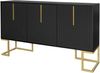 Sideboard mit 3 Türen, U-förmige Front, MDF und Metallfuß, Schwarz,80.5x138x40 cm Bild 5
