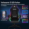 Racing Gaming Stuhl Massage Gamer LED RGB Schwarz Lordosenstütze Bild 5