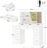 Schminktisch mit Beleuchtung, Steckdose, offene F?cher, Schminktisch mit 3 Farben Spiegel, Einstellbarer Helligkeit, Moderne Schminktisch fr Schlafzimmer, Wei?, 7 Schubladen Schminktisch 107 x 40 x 139cm Bild 5