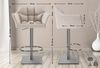 2er Set Barhocker SIHAR - Stoff Elfenbein 64x45x88 cm Silber | Barstuhl Höhenverstellbar Mit Lehne Drehbar Tresenhocker Tresenstuhl Kneipenhocker Bild 2