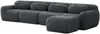 Ecksofa, Plüschstoff, 4-Sitzer in L-Form, modular, ohne Montage, 378x179x73 cm, Grau Bild 5