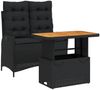 vidaXL 2-tlg. Garten-Essgruppe mit Kissen Schwarz Poly Rattan 3277454 Bild 2