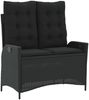 vidaXL 2-tlg. Garten-Essgruppe mit Kissen Schwarz Poly Rattan 3277454 Bild 4