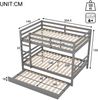 140*200cm Etagenbetten, Kinderbetten, Etagenbetten mit Ausziehbett, Hohe Geländer, Stabile Treppe, Grau Bild 3