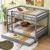 140*200cm Etagenbetten, Kinderbetten, Etagenbetten mit Ausziehbett, Hohe Geländer, Stabile Treppe, Grau Bild 1