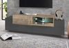 Dmora TV-Schrank Andris, niedriges Wohnzimmer-Sideboard, Fernsehständer-Basis, 100 % Made in Italy, 160 x 45 x 51 cm, Anthrazit und Ahorn, Bild 2