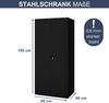Aktenschrank abschließbar JAN - 5 Ebenen verstellbar, Flügeltüren | Metallschrank Werkstatt Mehrzweckschrank Büroschrank aus Stahl Werkzeugschrank, 195x90x60cm Schwarz Bild 2