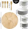 Moritz & Moritz Servierset Parsley - Bambus Brettchen rund mit 4 gemusterten Schalen rund Bild 3