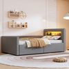 Polsterbett Kinderbett 90x200 cm mit LED, USB-Anschluss und Stauraum – Samtbett in Grau Bild 5