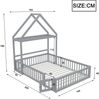 Spielhausbett Mit Abnehmbarem Dach 140x200 Kiefer Massivholz Bodenbett Mit Tür Bücherregal Kleiderstange Lattenrost 200kg Tragkraft Montessori Spielbett Großes Kinderbett Bild 4