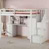 Merax Hochbett Etagenbett 90*200cm Kinderbett mit Schreibtisch und Kleiderschrank, Treppe, multifunktionales Kinderetagenbett, ausgestattet mit Schubladen und Treppenschrank, weiß Bild 3
