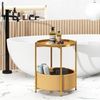 Runder Beistelltisch mit Stoffkorb Moderner Stil in Gold Bild 2