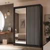AX LIVING Cabinio Kleiderschrank Schwarz mit Spiegel 150cm Weiß Lamell Bild 2