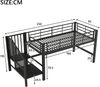 Halbhohes Kinder-Hochbett 90x200 cm mit Stauraumtreppe, Metallrahmen, Lattenrost, sicher & platzsparend,Schwarz Bild 5