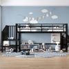 Halbhohes Kinder-Hochbett 90x200 cm mit Stauraumtreppe, Metallrahmen, Lattenrost, sicher & platzsparend,Schwarz Bild 4