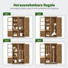 M MCombo Gartenschrank Gartenhaus Holz Wetterfest, Gerätehaus Garten Outdoor Wasserdicht, für Außenbereich Balkon Terrasse, Gartenhütte mit 3 Herausnehmbaren Ablagen 55×110×175 cm, 0130D (Natur) Bild 4