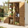 M MCombo Gartenschrank Gartenhaus Holz Wetterfest, Gerätehaus Garten Outdoor Wasserdicht, für Außenbereich Balkon Terrasse, Gartenhütte mit 3 Herausnehmbaren Ablagen 55×110×175 cm, 0130D (Natur) Bild 2