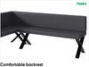 MEBLINI Eckbank für Esszimmer mit ausziehbarem Tisch - Küchenbank - Essecke - Sitzecke Küche - TONI - X-Beine 142x196x87cm Links - Grau Kunstleder/B Schwarz Hochgl. Bild 5