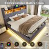 Polsterbett mit LED, USB-Anschluss & Stauraum, 180x200 cm, Grau, ohne Matratze Bild 5