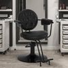 BarberPub Friseurstuhl mit Hydraulikpumpe 360° Drehbar, Friseureinrichtung Barber Chair Höhenverstellbar, Barber Stuhl Friseursessel PVC Kunstleder Vintage, 3159 (Schwarz) Bild 3