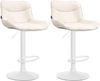2er Set Barhocker RAGAD - Kunstleder Creme 49x51x85 cm Weiß | Barstuhl Höhenverstellbar Mit Lehne Drehbar Tresenhocker Tresenstuhl Kneipenhocker Bild 1