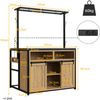 Merax Küchenschrank mit Arbeitsplatte & Stromanschluss, 183cm hoher Kücheninselschrank mit Hängeregal, für Küche & Esszimmer, Holzoptik Bild 4