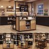 Merax Küchenschrank mit Arbeitsplatte & Stromanschluss, 183cm hoher Kücheninselschrank mit Hängeregal, für Küche & Esszimmer, Holzoptik Bild 2