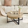 Couchtisch rund 68x68 x H 36 cm, MDF in Holzoptik mit Metall-Kreuzgestell, industrial Bild 4