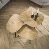 Couchtisch 3er-Set Taroya aus Metall, modern mit Strahlenstruktur, viereckig in Gold und Antik Bronze Bild 2
