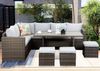MeXo Loungeset Gartenlounge Set für 8 Personen wetterfest, (Esstisch breit 132x76x67cm, 7-tlg, Belastbarkeit pro Sitzplatz bis zu 140kg), Ecklounge, pflegeleichte Polywood-Tischplatte, Polyrattan/Stahl Bild 2