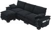 3-Sitzer Sofa aus Cord 260x132x84 cm mit Hocker & USB-C, schwarz Bild 5