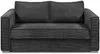 Vente-unique - LORETO Sofa SamtStoff Grau - B 223 cm95 cm x H 90 cm x L 215 cm Bild 3