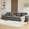 Sofa mit USB-Anschluss, Getränkehaltern, Aufbewahrung & Leinenbezug ,Komfortsofa mit Lendenkissen für Wohnzimmer,Dunkelgrau Bild 2