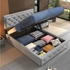 oyajia Polsterbett Doppelbett 140x200 cm mit Kopfteil und Hydraulischem Stauraum (Doppelbett mit Kopfteil und Lattenrost, Leder), Pflegeleicht, bis 350 kg belastbar Bild 4