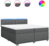 Boxspringbett mit Matratze, Stoff, Viereckige, grauer Fuß, Dunkelgrau, 200x200 cm, true Bild 2