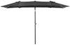 Outsunny Sonnenschirm Gartenschirm mit verstellbarem Neigungswinkel, LxB: 150x295 cm, Doppelsonnenschirm, Marktschirm, Grau, Polyester, Metall Bild 4
