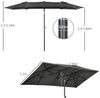 Outsunny Sonnenschirm Gartenschirm mit verstellbarem Neigungswinkel, LxB: 150x295 cm, Doppelsonnenschirm, Marktschirm, Grau, Polyester, Metall Bild 2
