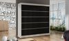 Kleiderschrank Basti IV 200 cm - Schwebetürenschrank mit Kleiderstange und Einlegeboden, Schlafzimmerschrank mit 2 Türen, Schiebetüren, 200x215x58 cm (Weiß/Schwarz) Bild 2