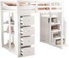 STILVORA Hochbett 140×200 Kinderbett mit Stauraum und Regal,Jugendbett ohne matratze (Multifunktionales Hochbett aus Massivholz, mit 4 Schubladen & 3 Regalen, Jugendbett mit sicherer Kletterleiter & Stauraum, 140x200cm) ohne Matratze Bild 2