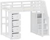 STILVORA Hochbett 140×200 Kinderbett mit Stauraum und Regal,Jugendbett ohne matratze (Multifunktionales Hochbett aus Massivholz, mit 4 Schubladen & 3 Regalen, Jugendbett mit sicherer Kletterleiter & Stauraum, 140x200cm) ohne Matratze Bild 3