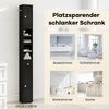 Schmaler Badschrank mit 2 Türen & 1 Schublade & Verstellbaren Regalen Badezimmerschrank Schwarz Bild 5