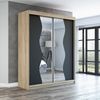 Schwebetürenschrank RIMA 2-türig Schrank 180 cm (mit Spiegel) Farbe: Sonoma , schwarz Bild 2