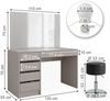 Schminktisch Sherry Cashmere 120 cm mit Spiegel, Hocker & LED-Beleuchtung Vicco Bild 3