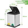Jago® Abfallbehälter Fächer, Edelstahl silber, 16 (2x8) Liter Bild 3