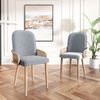 Merax Esszimmerstuhl aus Samt, 2er-Set, Rattan-Design, Wohnzimmer, Schlafzimmer, Mit vier Metallbeinen (Holzmaserungseffekt), Grau Bild 3