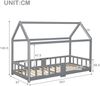Bett Hausbett 90x200 cm aus Holzmaterial Grau mit Tafel und Rausfallschutz, ohne Matratze Bild 5