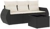 vidaXL 4-tlg. Garten-Sofagarnitur mit Kissen Schwarz Poly Rattan 3221065 Bild 2
