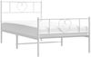 vidaXL Bettgestell mit Kopf- und Fußteil, Metall, Weiß, 75x190 cm Bild 3